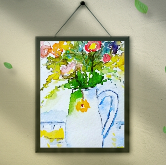 Original Watercolor Print of Bouquet  in Home Decor - Picture 2 of 2